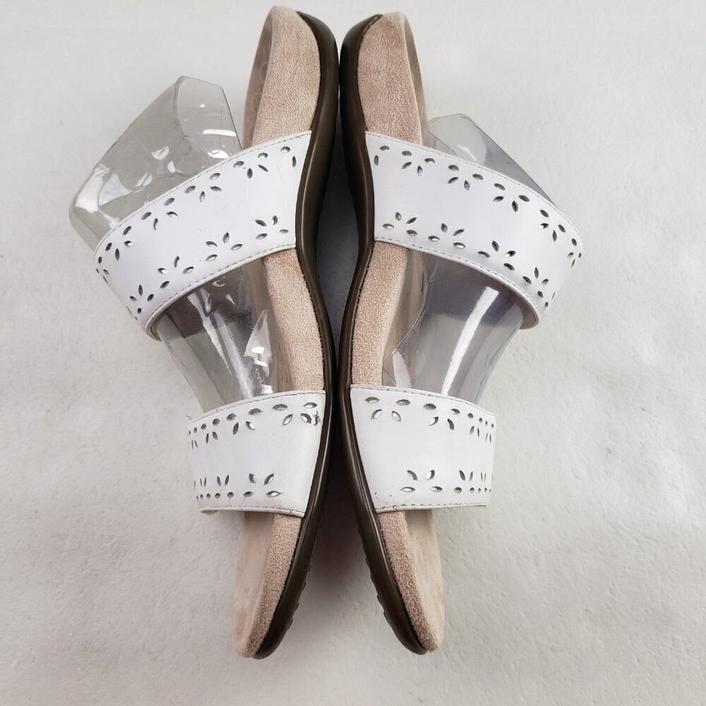 Vionic Randi Strappy Leather Sandal Womens 10 White Slide Adjustable Slip On - Picture 6 of 11